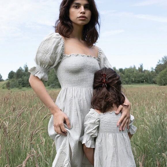 Nothing Fits But Dresses & Skirts - Nothing Fits But Sakura Midi Dress Sage Gingham M NWT Maternity Friendly